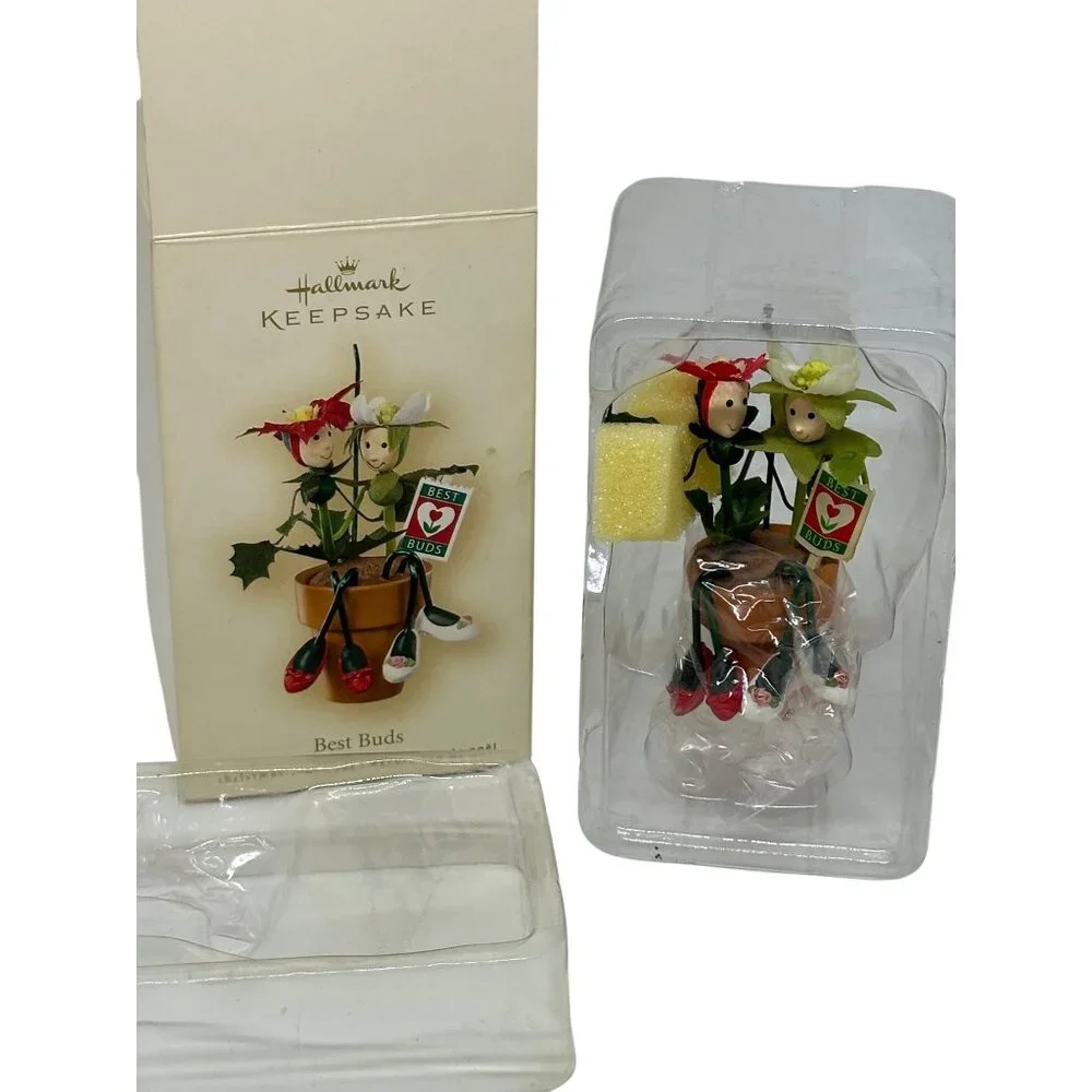 Hallmark 2007 Keepsake Ornament Best Buds Poinsettia Flower Pot Boxed‎ Christmas
